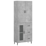 Highboard betong grå 69,5x34x180 cm konstruert tre