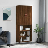 Highboard brun eik 69,5x34x180 cm konstruert tre