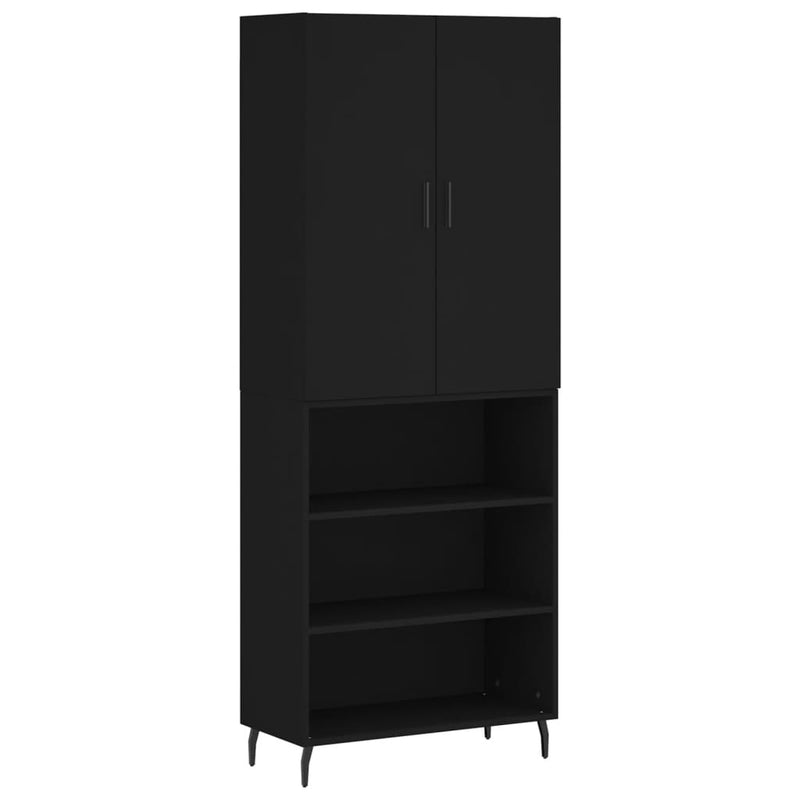 Highboard svart 69,5x34x180 cm konstruert tre