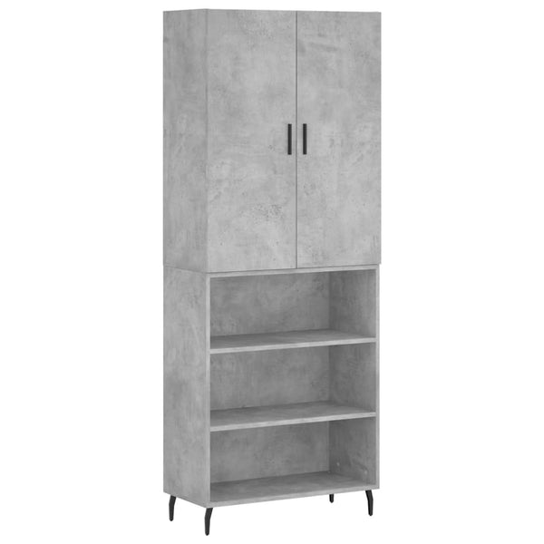 Highboard betong grå 69,5x34x180 cm konstruert tre