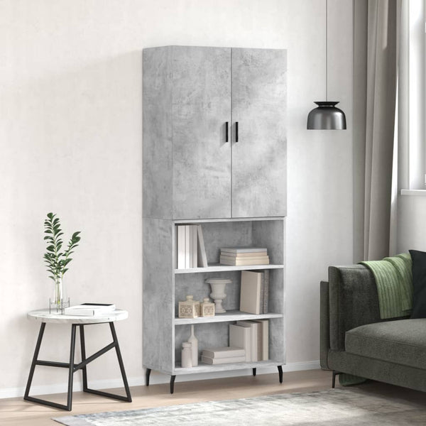 Highboard betong grå 69,5x34x180 cm konstruert tre