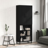 Highboard svart 69,5x34x180 cm konstruert tre