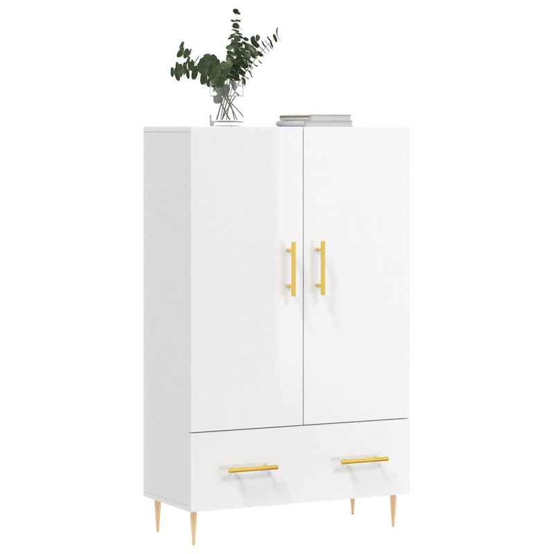 Highboard høyglans hvit 69,5x31x115 cm konstruert tre