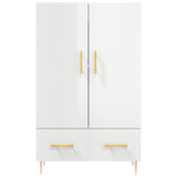 Highboard høyglans hvit 69,5x31x115 cm konstruert tre