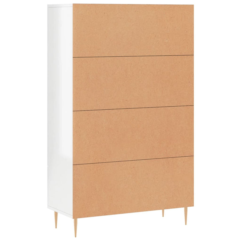 Highboard høyglans hvit 69,5x31x115 cm konstruert tre