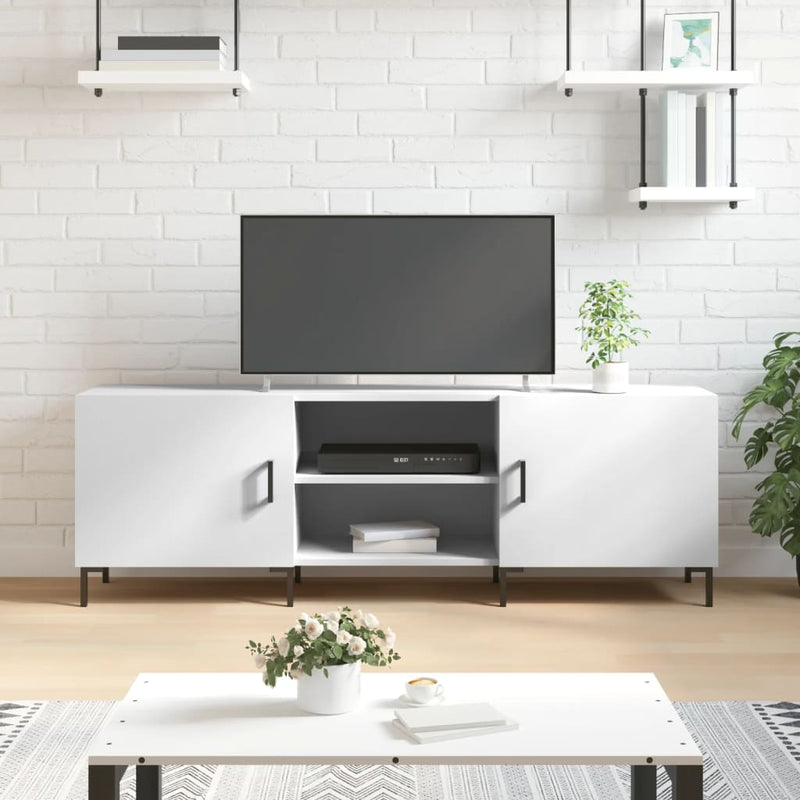 TV-benk hvit 150x30x50 cm konstruert tre