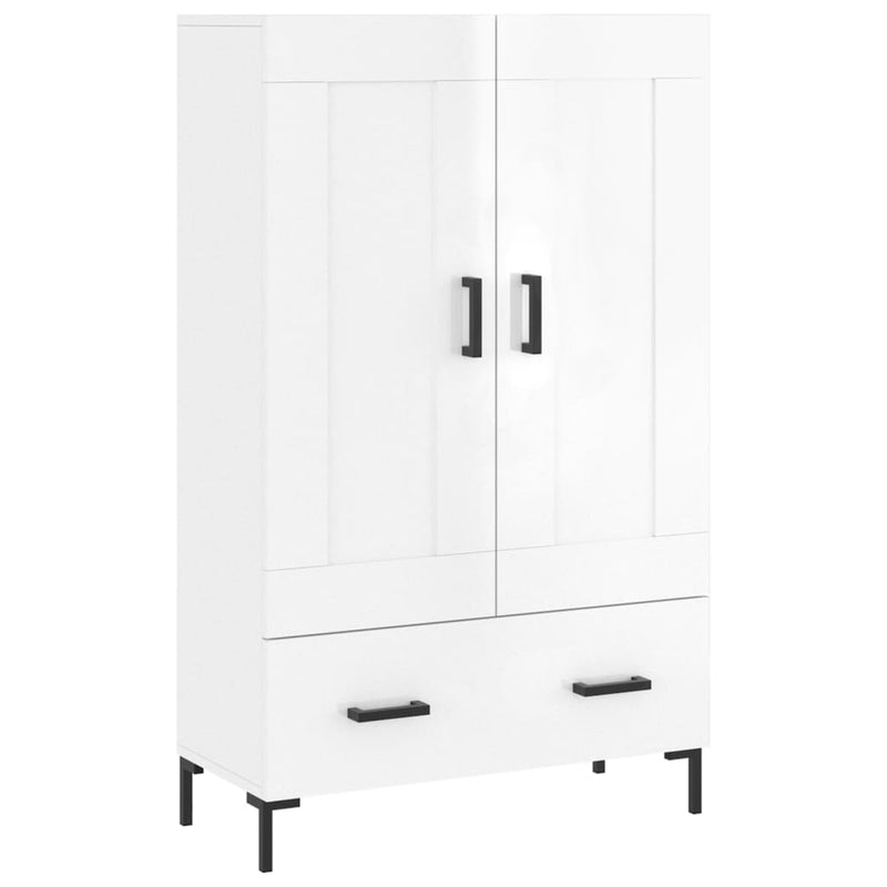 Highboard høyglans hvit 69,5x31x115 cm konstruert tre