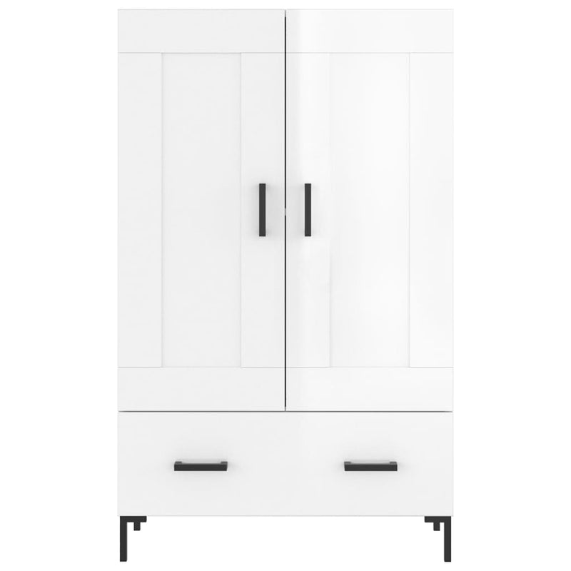 Highboard høyglans hvit 69,5x31x115 cm konstruert tre