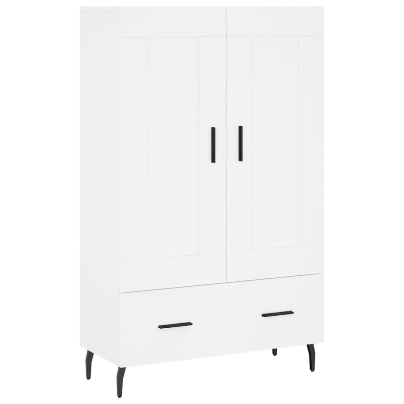 Highboard hvit 69,5x31x115 cm konstruert tre