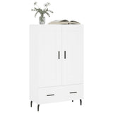 Highboard hvit 69,5x31x115 cm konstruert tre