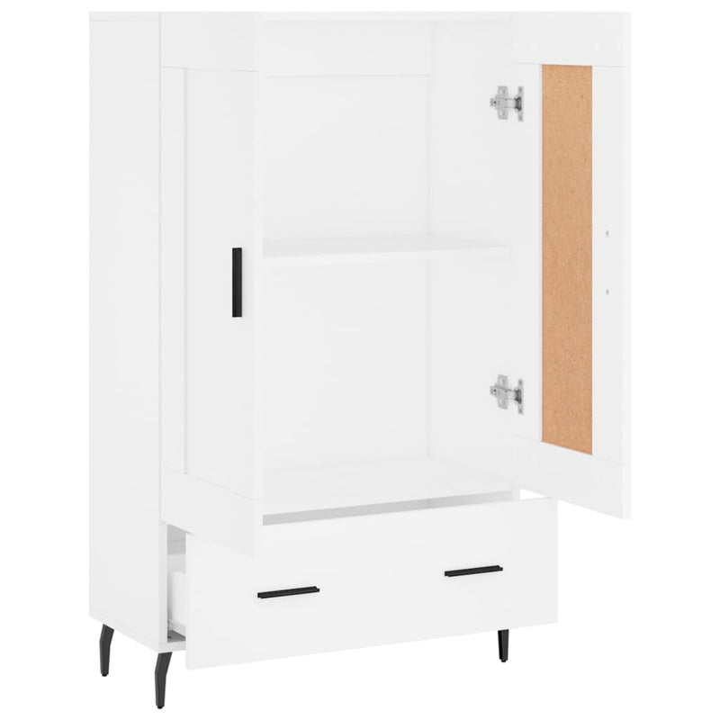 Highboard hvit 69,5x31x115 cm konstruert tre