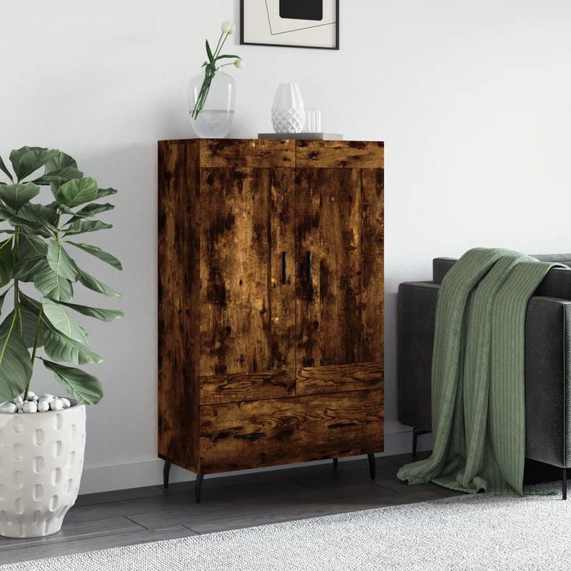 Highboard røkt eik 69,5x31x115 cm konstruert tre