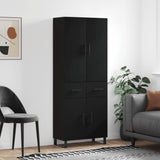 Highboard svart 69,5x34x180 cm konstruert tre