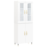 Highboard hvit 69,5x34x180 cm konstruert tre