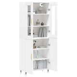 Highboard hvit 69,5x34x180 cm konstruert tre