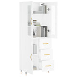 Highboard hvit 69,5x34x180 cm konstruert tre