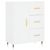 Highboard hvit 69,5x34x180 cm konstruert tre