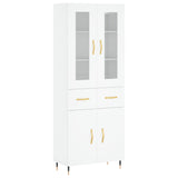 Highboard hvit 69,5x34x180 cm konstruert tre