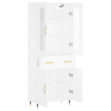 Highboard hvit 69,5x34x180 cm konstruert tre