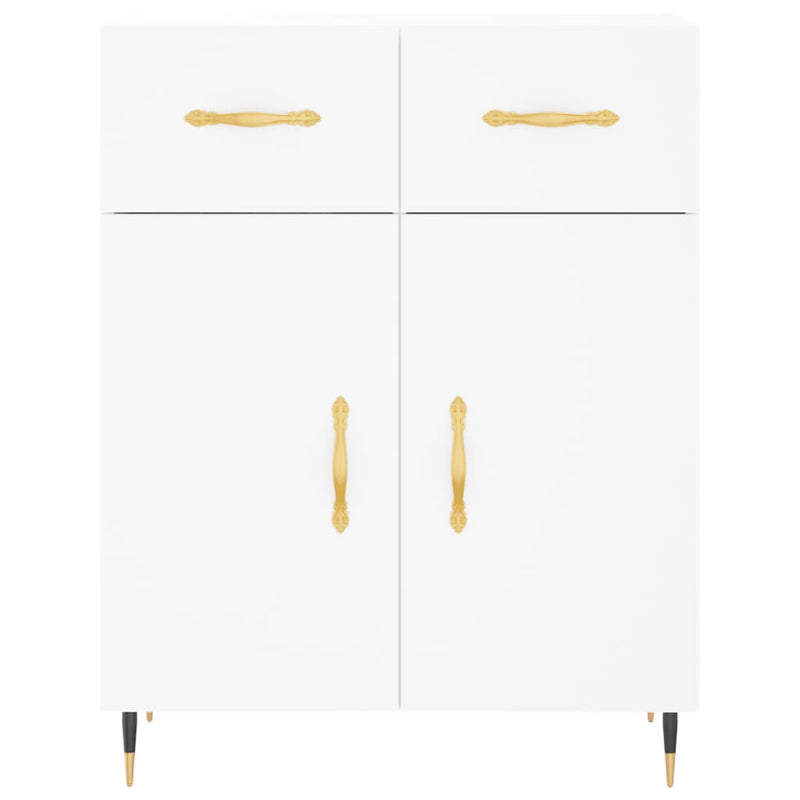 Highboard hvit 69,5x34x180 cm konstruert tre