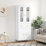 Highboard hvit 69,5x34x180 cm konstruert tre