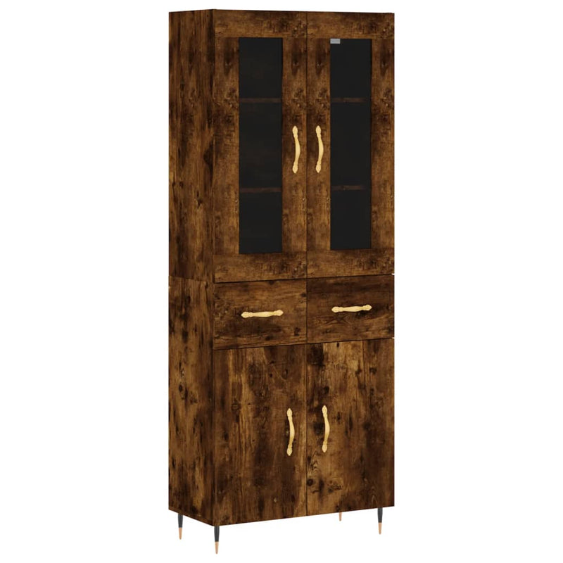 Highboard røkt eik 69,5x34x180 cm konstruert tre