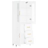 Highboard hvit 69,5x34x180 cm konstruert tre