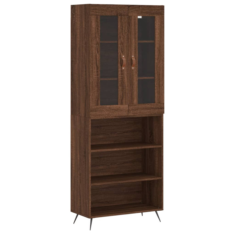 Highboard brun eik 69,5x34x180 cm konstruert tre