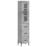 Highboard betonggrå 34,5x34x180 cm konstruert tre