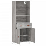 Highboard grå sonoma 69,5x34x180 cm konstruert tre