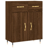 Highboard brun eik 69,5x34x180 cm konstruert tre