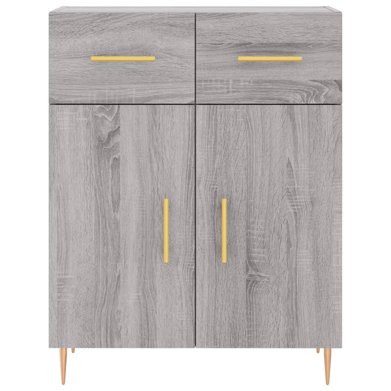 Highboard grå sonoma 69,5x34x180 cm konstruert tre