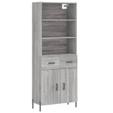 Highboard grå sonoma 69,5x34x180 cm konstruert tre