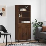 Highboard brun eik 69,5x34x180 cm konstruert tre