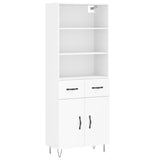 Highboard hvit 69,5x34x180 cm konstruert tre