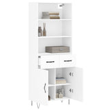 Highboard hvit 69,5x34x180 cm konstruert tre