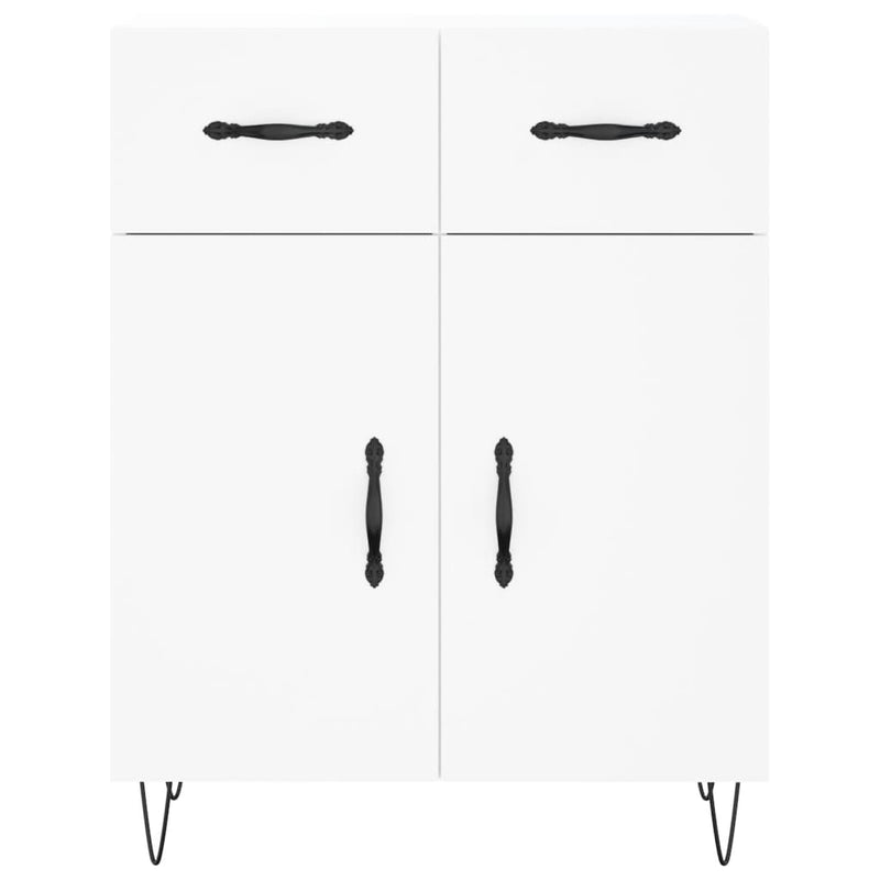 Highboard hvit 69,5x34x180 cm konstruert tre