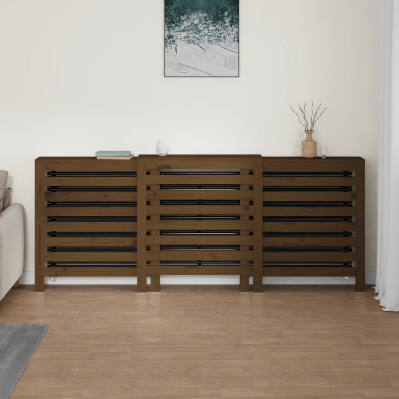 Radiatordeksel honningbrun 210x21x85 cm heltre furu