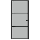 Innerdør 93x201,5 cm svart matt glass og aluminium
