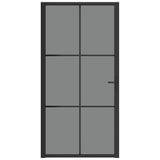 Innerdør 102,5x201,5 cm svart ESG glass og aluminium