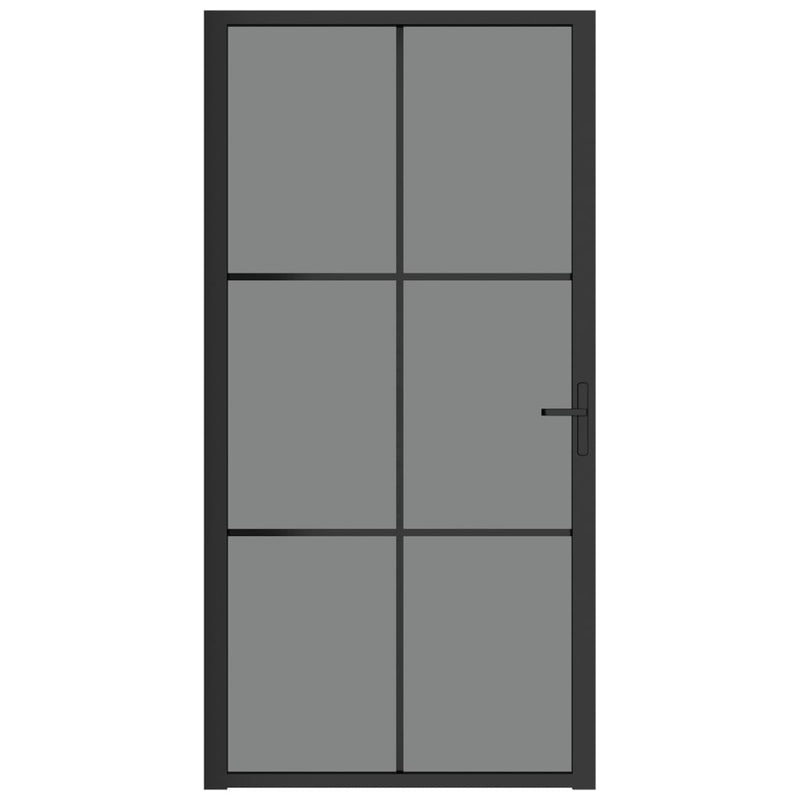 Innerdør 102,5x201,5 cm svart ESG glass og aluminium