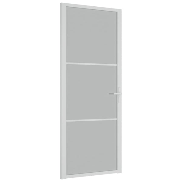 Innerdør 83x201,5 cm hvit matt glass og aluminium