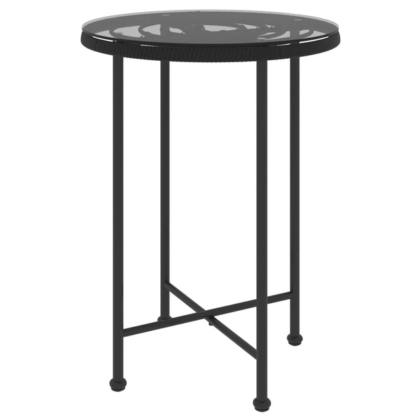 Spisebord svart Ø55 cm herdet glass og stål