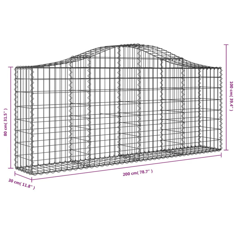 Gabionkurver buede 11 stk 200x30x80/100 cm galvanisert jern