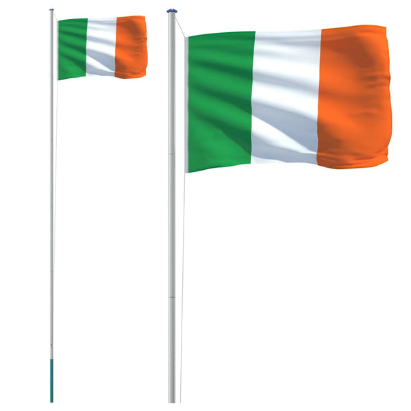 Irsk flagg og stang 6,23 m aluminium