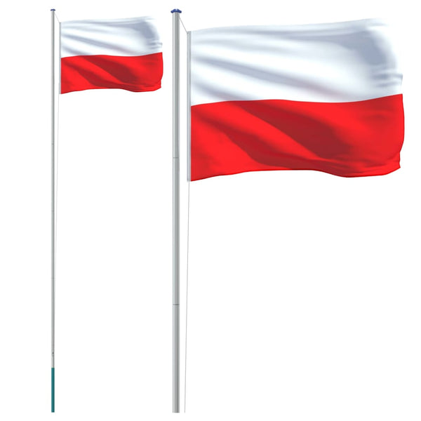 Polsk flagg og stang 6,23 m aluminium