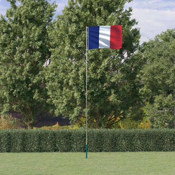 Fransk flagg og stang 5,55 m aluminium