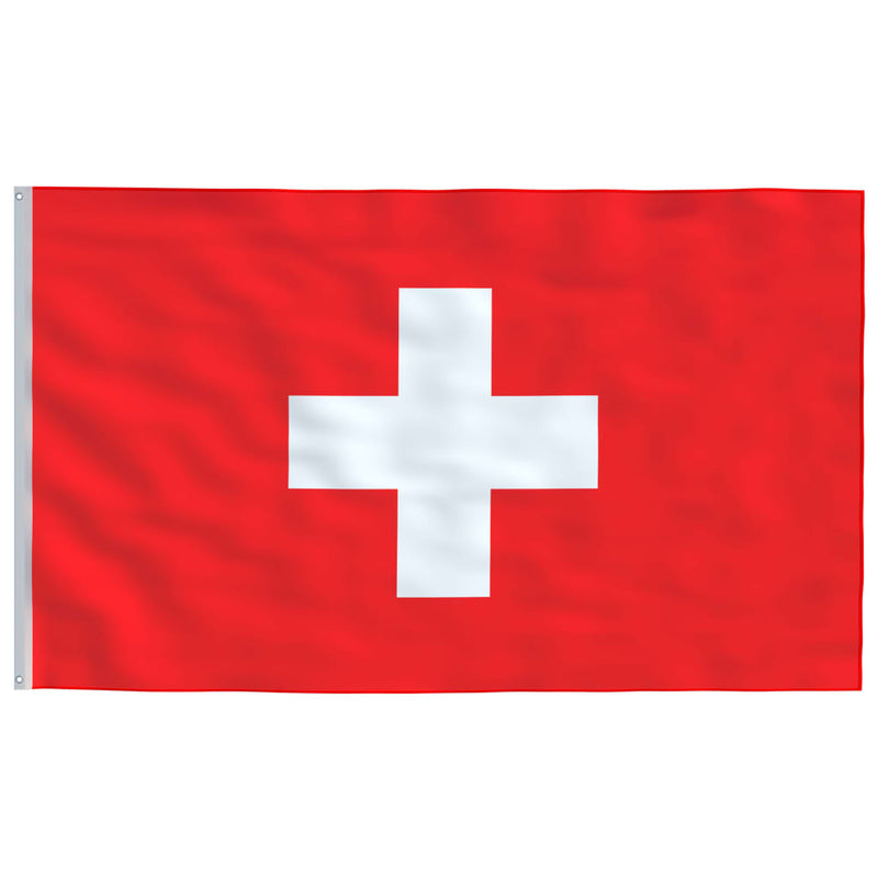 Sveitsisk flagg og stang 5,55 m aluminium