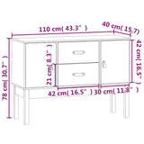 Skjenk hvit 110x40x78 cm heltre furu