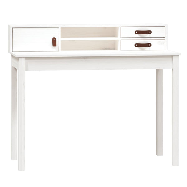 Skrivebord hvit 110x50x93 cm heltre furu